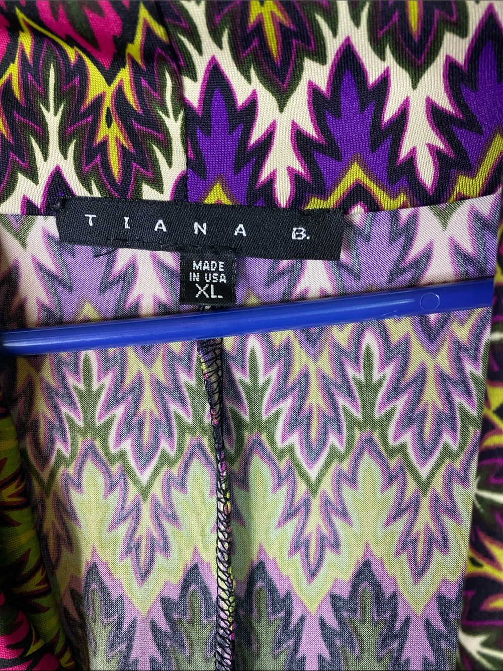 Tiana B. Zigzag Cowl-Neck Midi Dress - Pink, Green, Purple, Cream Size XLarge. - Picture 3 of 6